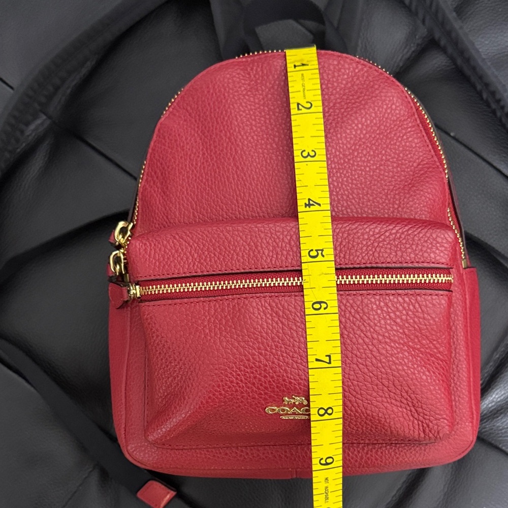Coach Red Leather Backpack with Black Straps - Picture 8 of 13